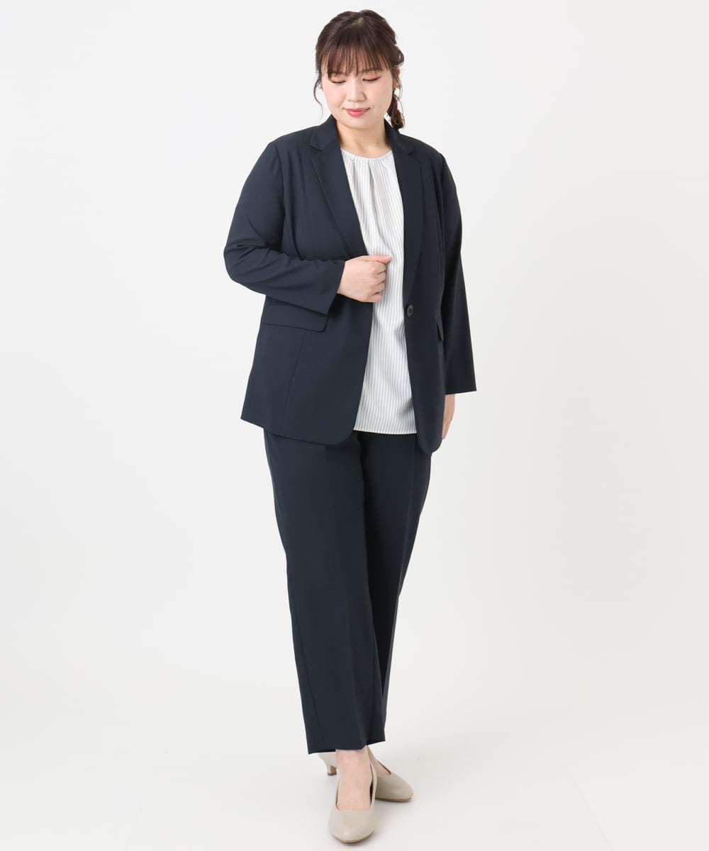 OLDHA05189 eur3(エウルキューブ) 【WEB先行販売】【大きいサイズ/11号サイズあり/セットアップ対応】接触冷感ストレッチテーラードジャケット ネイビー(57)