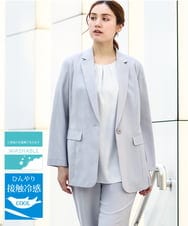 OLDHA05189 eur3(エウルキューブ) 【WEB先行販売】【大きいサイズ/11号サイズあり/セットアップ対応】接触冷感ストレッチテーラードジャケット ライトグレー(91)