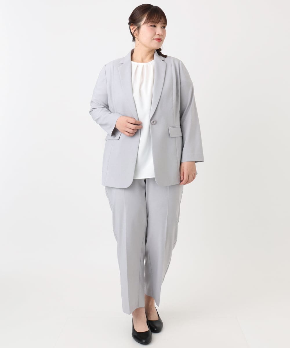 OLDHA05189 eur3(エウルキューブ) 【WEB先行販売】【大きいサイズ/11号サイズあり/セットアップ対応】接触冷感ストレッチテーラードジャケット ライトグレー(91)