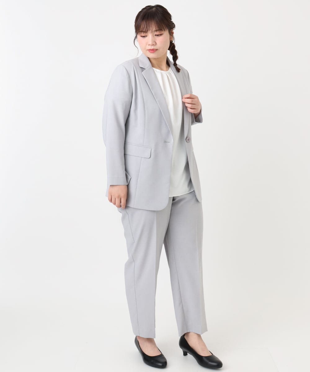 OLDHA05189 eur3(エウルキューブ) 【WEB先行販売】【大きいサイズ/11号サイズあり/セットアップ対応】接触冷感ストレッチテーラードジャケット ライトグレー(91)