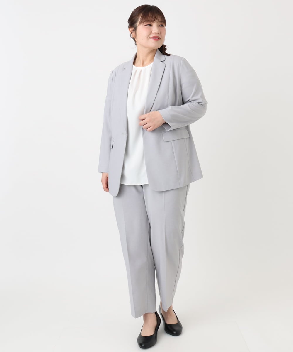 OLDHA05189 eur3(エウルキューブ) 【WEB先行販売】【大きいサイズ/11号サイズあり/セットアップ対応】接触冷感ストレッチテーラードジャケット ライトグレー(91)