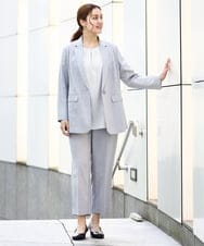 OLDHA05189 eur3(エウルキューブ) 【WEB先行販売】【大きいサイズ/11号サイズあり/セットアップ対応】接触冷感ストレッチテーラードジャケット ライトグレー(91)