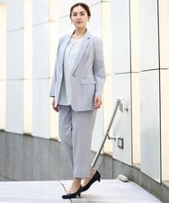 OLDHA05189 eur3(エウルキューブ) 【WEB先行販売】【大きいサイズ/11号サイズあり/セットアップ対応】接触冷感ストレッチテーラードジャケット ライトグレー(91)