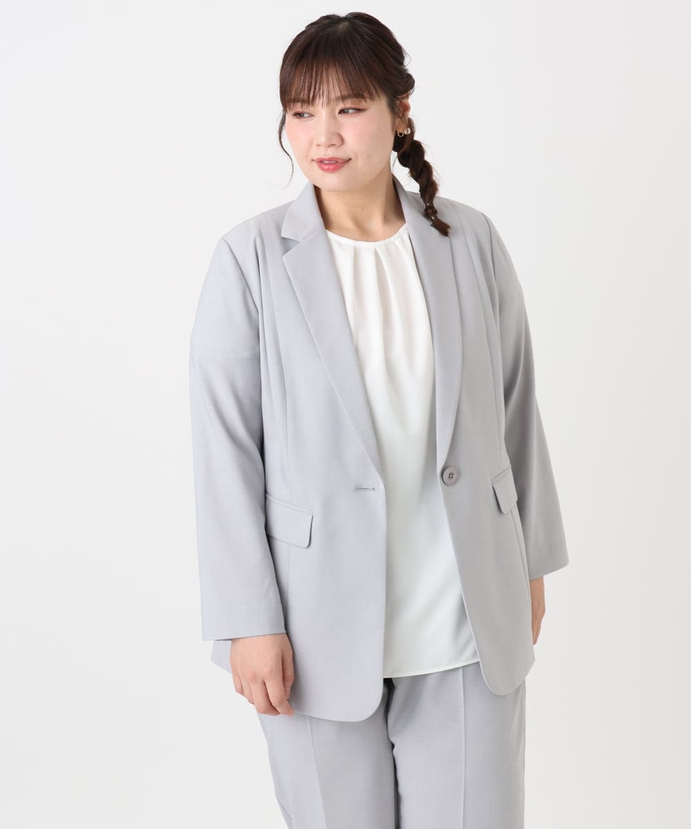 OLDHA05189 eur3(エウルキューブ) 【WEB先行販売】【大きいサイズ/11号サイズあり/セットアップ対応】接触冷感ストレッチテーラードジャケット ライトグレー(91)