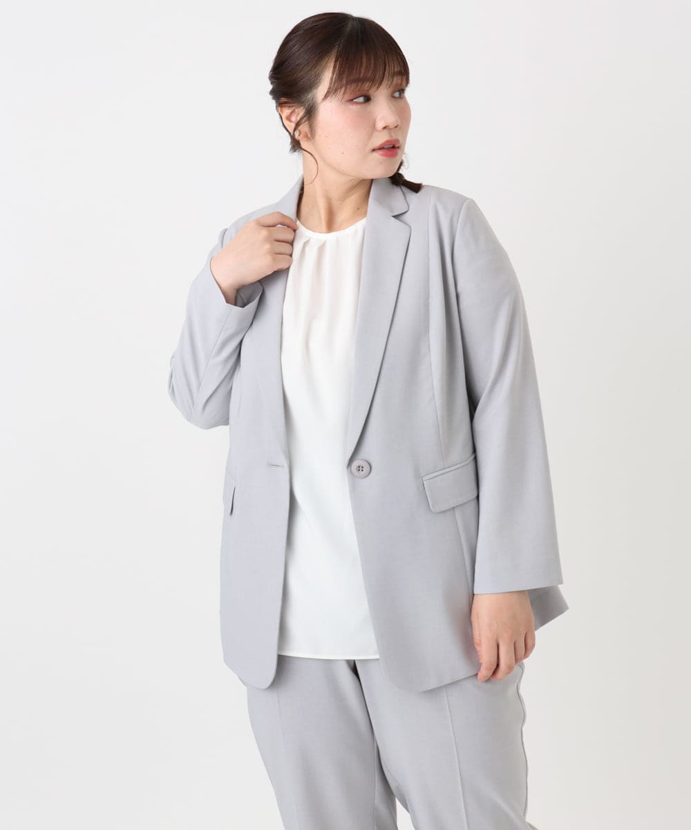 OLDHA05189 eur3(エウルキューブ) 【WEB先行販売】【大きいサイズ/11号サイズあり/セットアップ対応】接触冷感ストレッチテーラードジャケット ライトグレー(91)