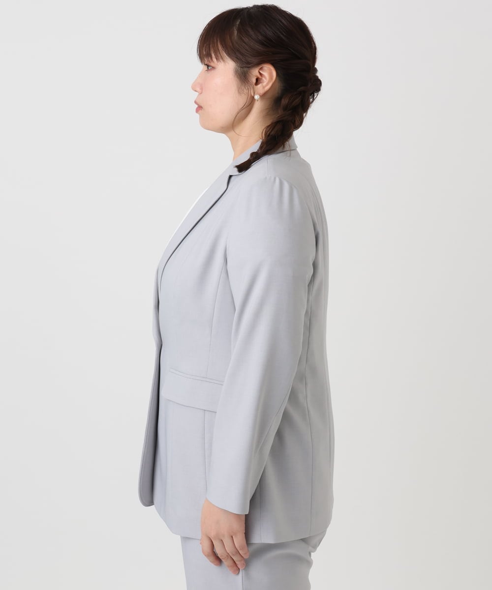 OLDHA05189 eur3(エウルキューブ) 【WEB先行販売】【大きいサイズ/11号サイズあり/セットアップ対応】接触冷感ストレッチテーラードジャケット ライトグレー(91)