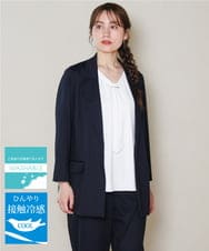 OLDHD04199 eur3(エウルキューブ) 【大きいサイズ/11号サイズあり/接触冷感】洗えるカノコテーラードジャケット ネイビー