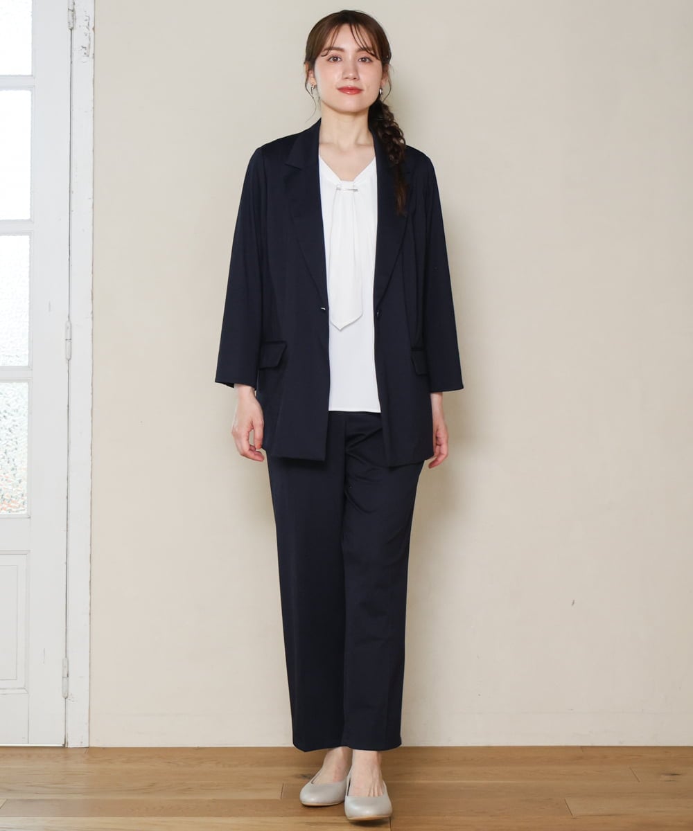OLDHD04199 eur3(エウルキューブ) 【大きいサイズ/11号サイズあり/接触冷感】洗えるカノコテーラードジャケット ネイビー