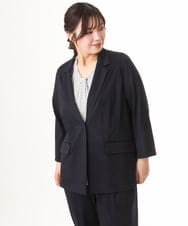 OLDHD04199 eur3(エウルキューブ) 【大きいサイズ/11号サイズあり/接触冷感】洗えるカノコテーラードジャケット ネイビー