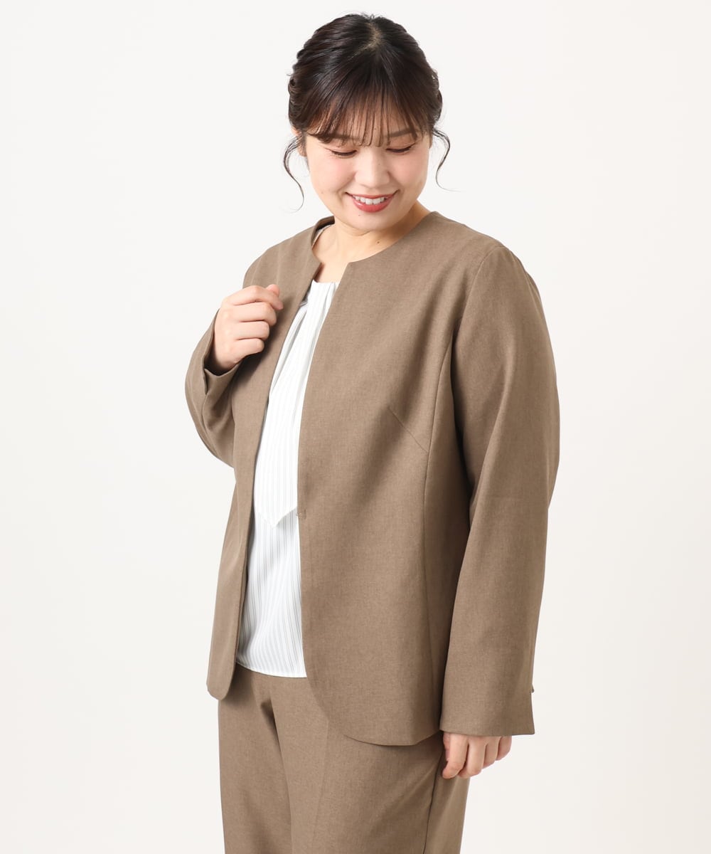 OLDKA01189 eur3(エウルキューブ) 【WEB先行販売】【大きいサイズ/11号サイズあり】ソフィーツイルジャケット モカ(84)