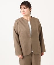 OLDKA01189 eur3(エウルキューブ) 【WEB先行販売】【大きいサイズ/11号サイズあり】ソフィーツイルジャケット モカ(84)