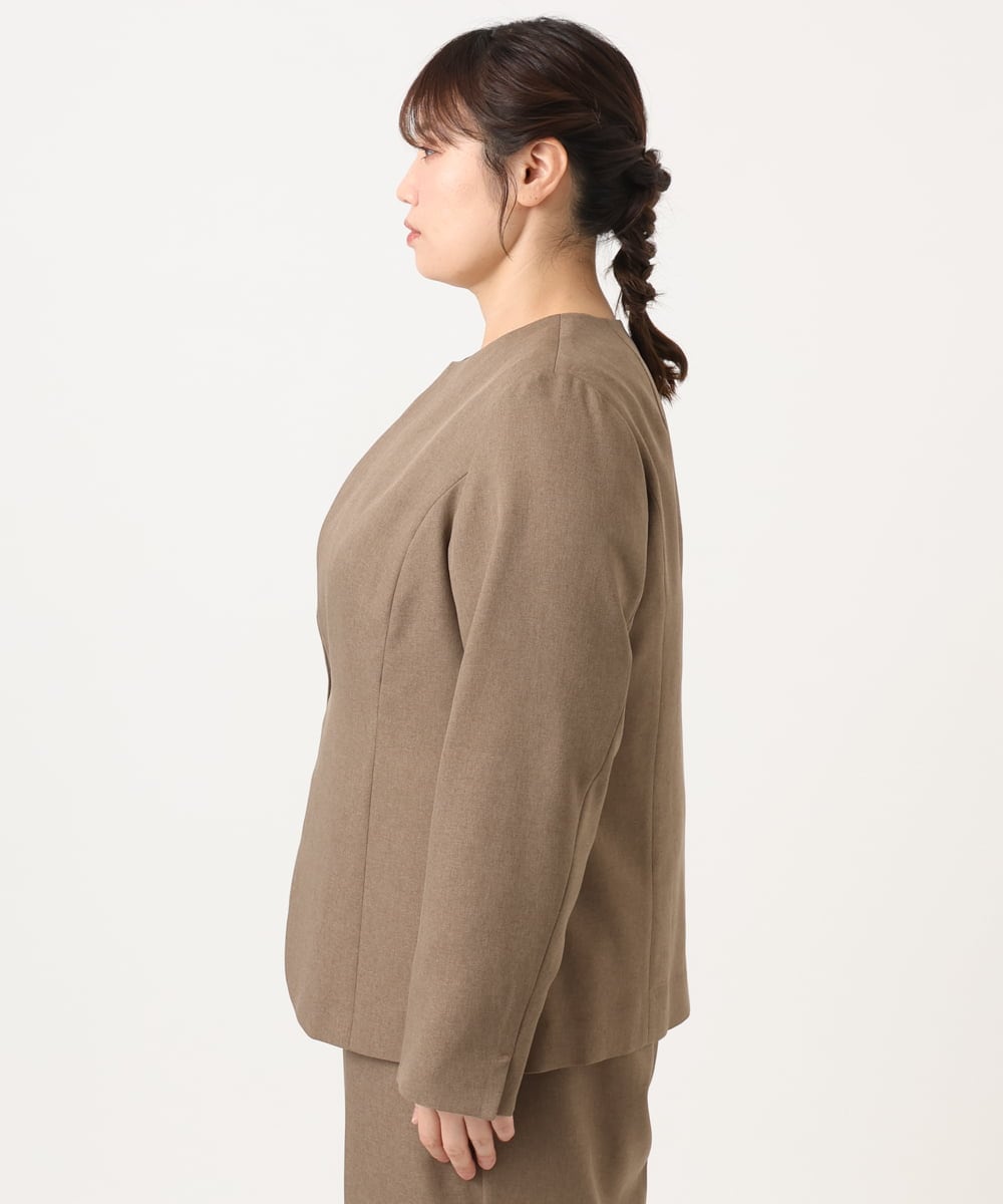 OLDKA01189 eur3(エウルキューブ) 【WEB先行販売】【大きいサイズ/11号サイズあり】ソフィーツイルジャケット モカ(84)
