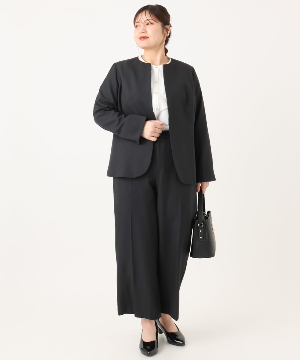 OLDKA01189 eur3(エウルキューブ) 【大きいサイズ/11号サイズあり】ソフィーツイルジャケット ブラック(94)