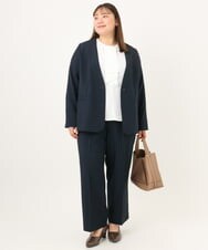 OLDKD01189 eur3(エウルキューブ) 【大きいサイズ/洗える/セットアップ対応/11号サイズあり】ストレッチVネックジャケット ネイビー