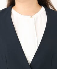 OLDKD01189 eur3(エウルキューブ) 【大きいサイズ/洗える/セットアップ対応/11号サイズあり】ストレッチVネックジャケット ネイビー