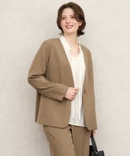 OLDKD01189 eur3(エウルキューブ) 【大きいサイズ/洗える/セットアップ対応/11号サイズあり】ストレッチVネックジャケット モカ