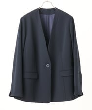 OLDLA02179 eur3(エウルキューブ) 【WEB先行販売】【大きいサイズ/11号サイズあり】カットジョーゼットノーカラージャケット ネイビー(57)
