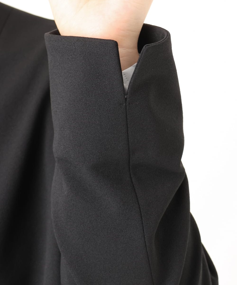 OLDLA02179 eur3(エウルキューブ) 【WEB先行販売】【大きいサイズ/11号サイズあり】カットジョーゼットノーカラージャケット ブラック(94)