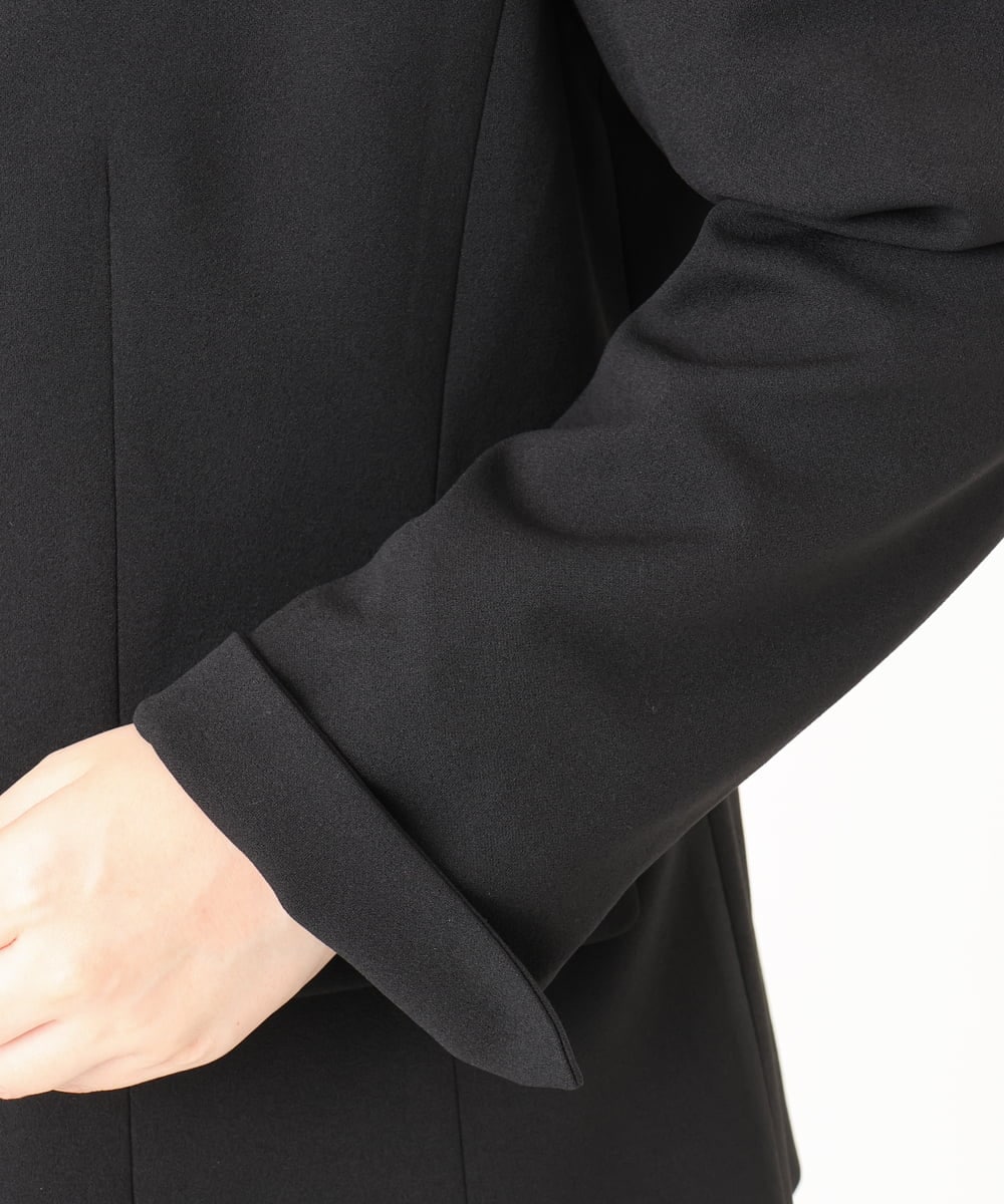 OLDLA02179 eur3(エウルキューブ) 【WEB先行販売】【大きいサイズ/11号サイズあり】カットジョーゼットノーカラージャケット ブラック(94)