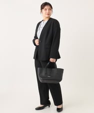 OLDLA02179 eur3(エウルキューブ) 【WEB先行販売】【大きいサイズ/11号サイズあり】カットジョーゼットノーカラージャケット ブラック(94)