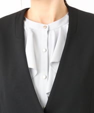 OLDLA02179 eur3(エウルキューブ) 【WEB先行販売】【大きいサイズ/11号サイズあり】カットジョーゼットノーカラージャケット ブラック(94)