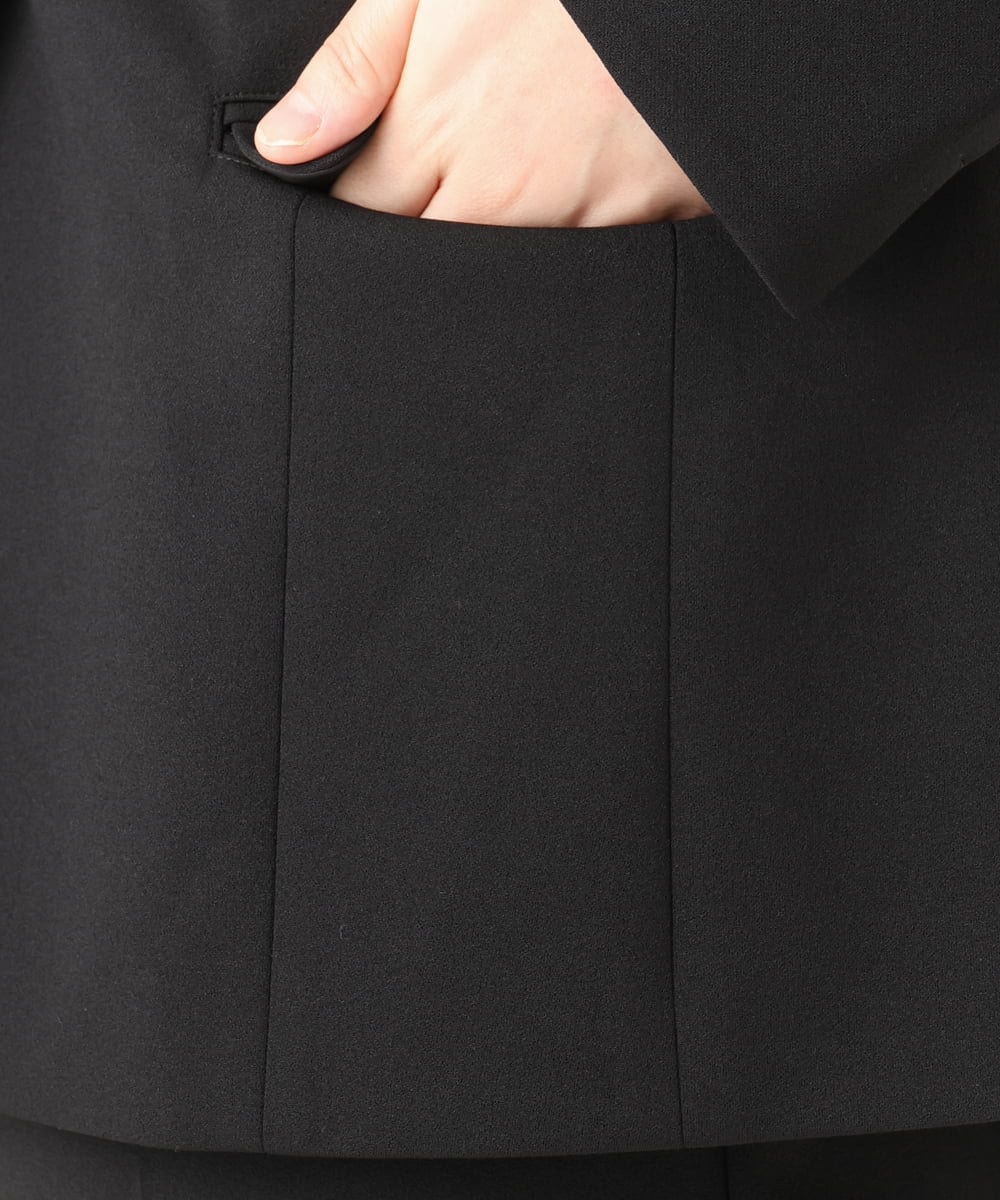 OLDLA02179 eur3(エウルキューブ) 【WEB先行販売】【大きいサイズ/11号サイズあり】カットジョーゼットノーカラージャケット ブラック(94)