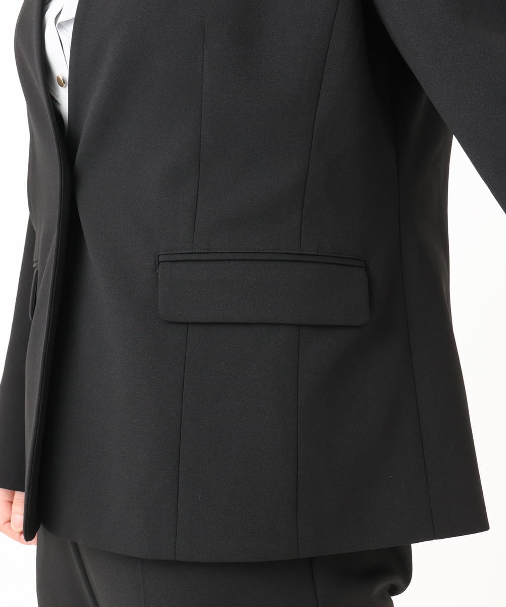 OLDLA02179 eur3(エウルキューブ) 【WEB先行販売】【大きいサイズ/11号サイズあり】カットジョーゼットノーカラージャケット ブラック(94)