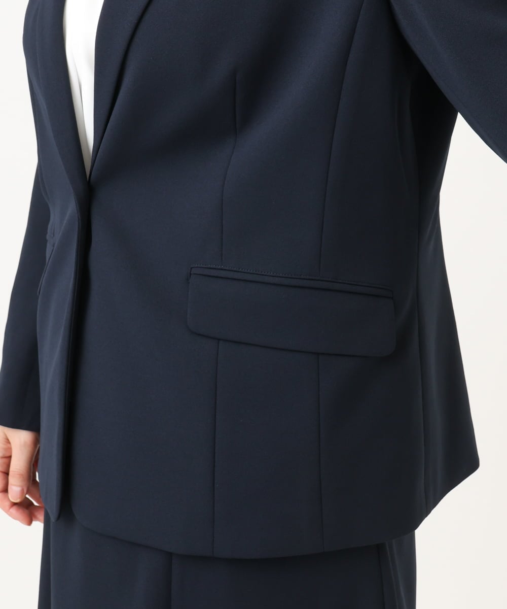 OLDLD03199 eur3(エウルキューブ) 【WEB先行販売】【大きいサイズ/11号サイズあり/洗える/セットアップ対応】カットジョーゼットテーラードジャケット ネイビー