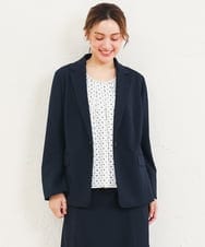 OLDLD03199 eur3(エウルキューブ) 【WEB先行販売】【大きいサイズ/11号サイズあり/洗える/セットアップ対応】カットジョーゼットテーラードジャケット ネイビー
