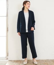 OLDLD03199 eur3(エウルキューブ) 【WEB先行販売】【大きいサイズ/11号サイズあり/洗える/セットアップ対応】カットジョーゼットテーラードジャケット ネイビー