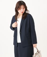 OLDLD03199 eur3(エウルキューブ) 【WEB先行販売】【大きいサイズ/11号サイズあり/洗える/セットアップ対応】カットジョーゼットテーラードジャケット ネイビー