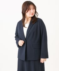 OLDLD03199 eur3(エウルキューブ) 【WEB先行販売】【大きいサイズ/11号サイズあり/洗える/セットアップ対応】カットジョーゼットテーラードジャケット ネイビー