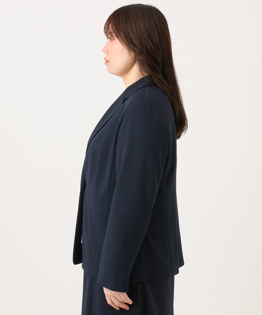 OLDLD03199 eur3(エウルキューブ) 【WEB先行販売】【大きいサイズ/11号サイズあり/洗える/セットアップ対応】カットジョーゼットテーラードジャケット ネイビー