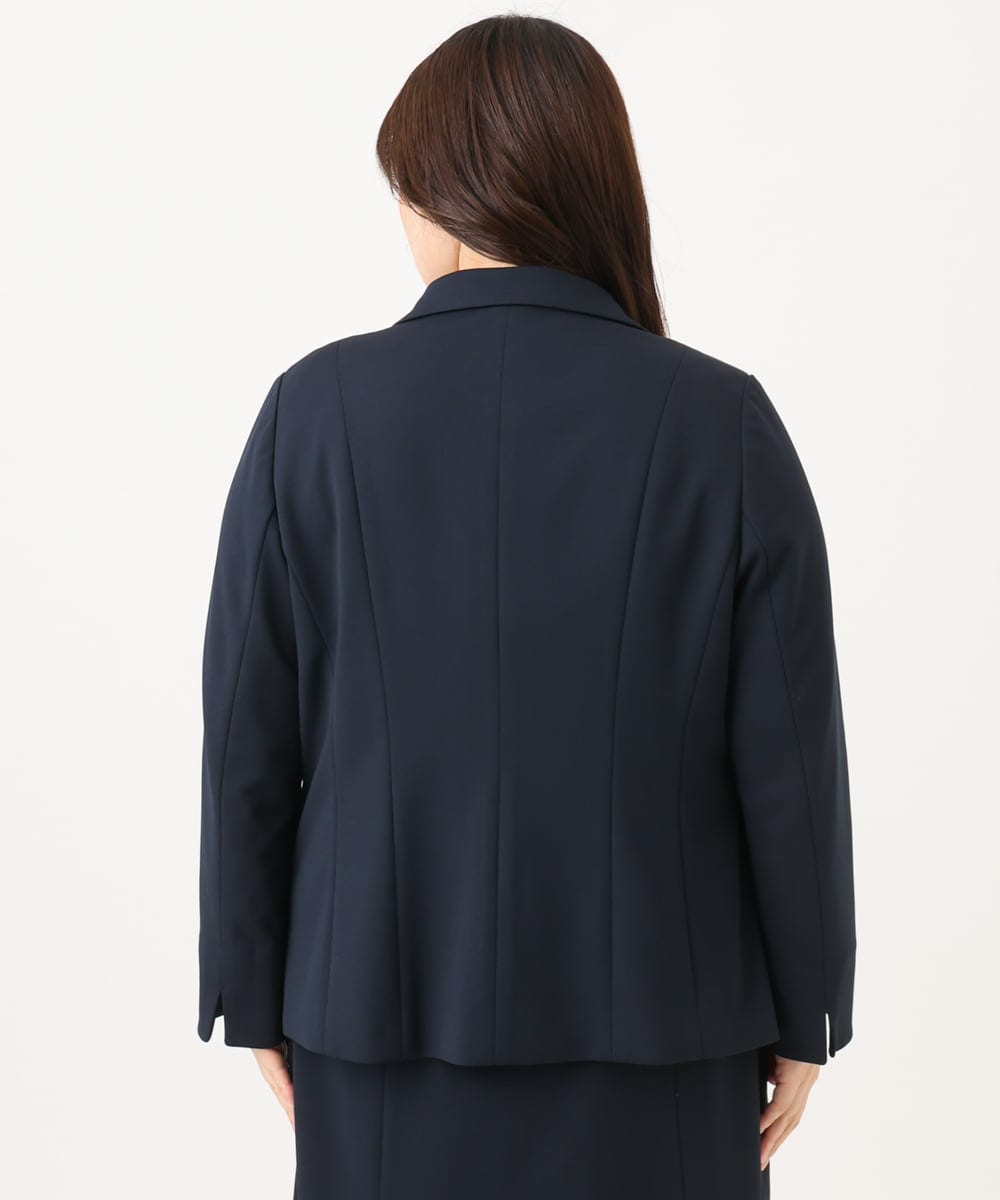 OLDLD03199 eur3(エウルキューブ) 【WEB先行販売】【大きいサイズ/11号サイズあり/洗える/セットアップ対応】カットジョーゼットテーラードジャケット ネイビー