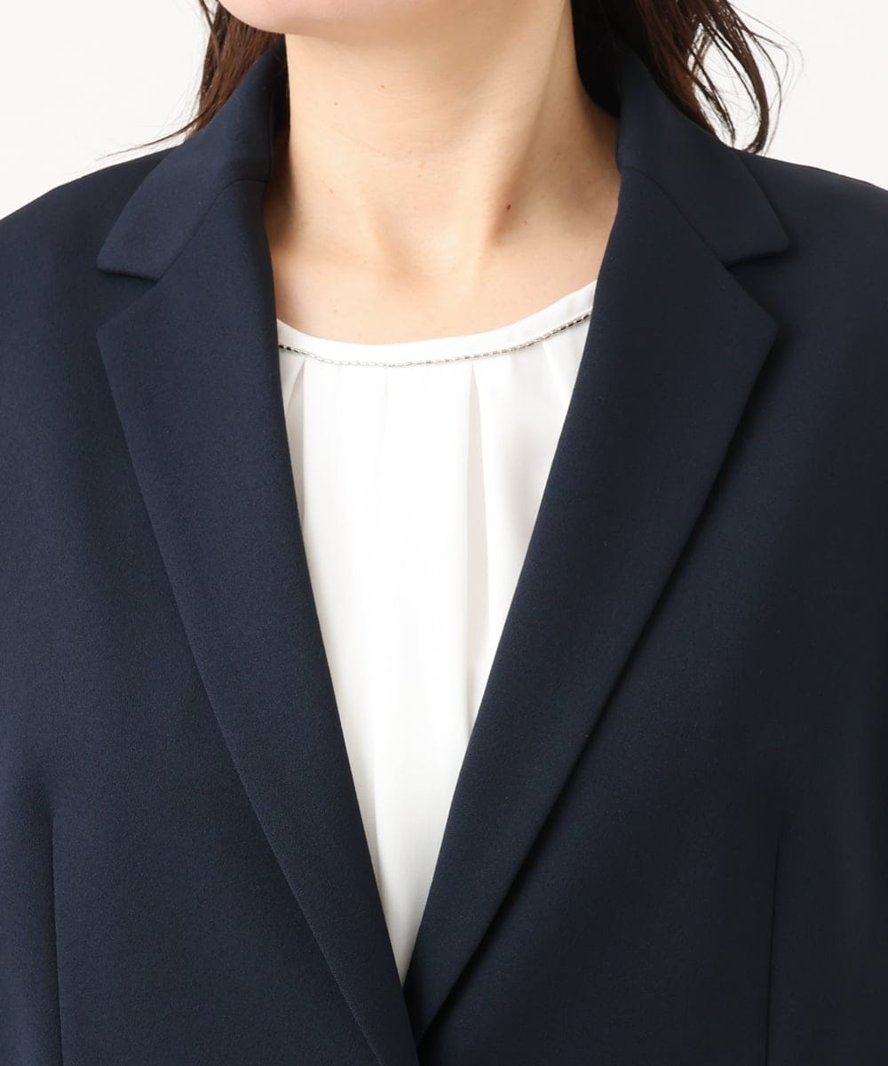 OLDLD03199 eur3(エウルキューブ) 【WEB先行販売】【大きいサイズ/11号サイズあり/洗える/セットアップ対応】カットジョーゼットテーラードジャケット ネイビー