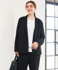 OLDLD03199 eur3(エウルキューブ) 【WEB先行販売】【大きいサイズ/11号サイズあり/洗える/セットアップ対応】カットジョーゼットテーラードジャケット ブラック