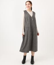 OLEAA10139 eur3(エウルキューブ) 【大きいサイズ】Vネックジャンパースカート ダークブラウン(87)