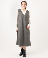 OLEAA10139 eur3(エウルキューブ) 【大きいサイズ】Vネックジャンパースカート ダークブラウン(87)