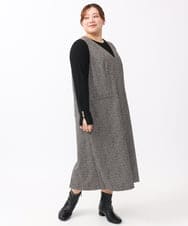 OLEAA10139 eur3(エウルキューブ) 【大きいサイズ】Vネックジャンパースカート ダークブラウン(87)