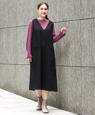 OLEAA10139 eur3(エウルキューブ) 【大きいサイズ】Vネックジャンパースカート ブラック(94)