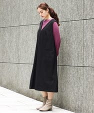 OLEAA10139 eur3(エウルキューブ) 【大きいサイズ】Vネックジャンパースカート ブラック(94)