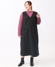 OLEAA10139 eur3(エウルキューブ) 【大きいサイズ】Vネックジャンパースカート ブラック(94)