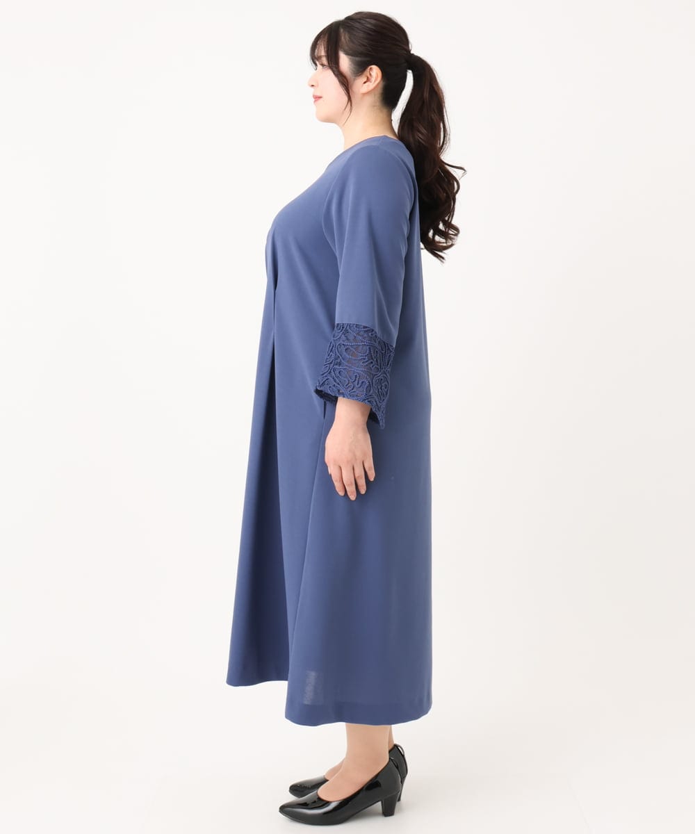 OLEAA11179 eur3(エウルキューブ) 【大きいサイズ/11号サイズあり】レーススリーブドレス ブルー(55)