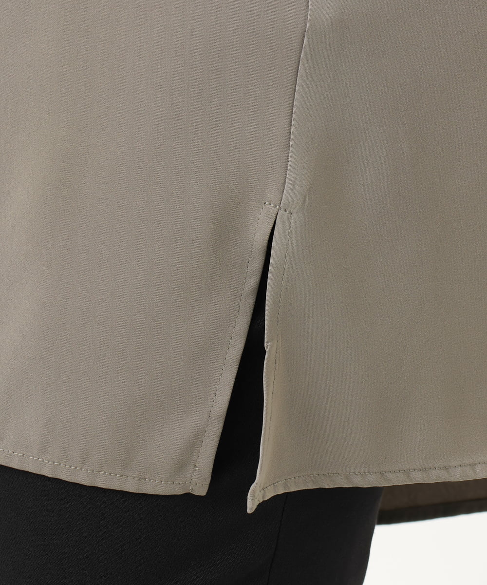 OLEAA12119 eur3(エウルキューブ) 【大きいサイズ】バックリボンシャツチュニック カーキ(36)