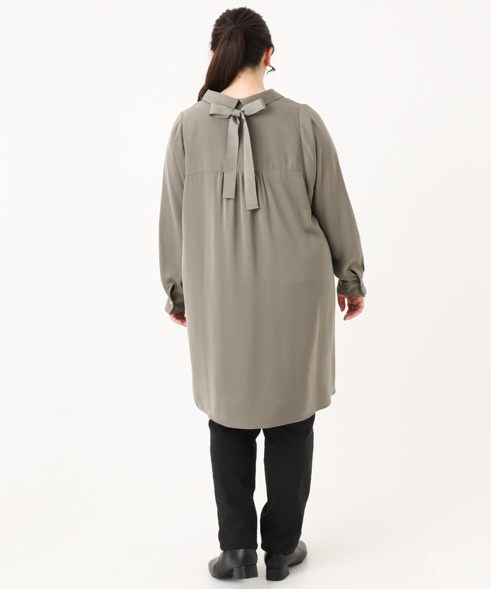 OLEAA12119 eur3(エウルキューブ) 【大きいサイズ】バックリボンシャツチュニック カーキ(36)