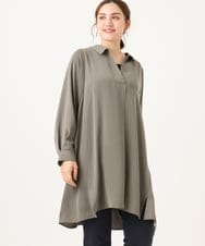 OLEAA12119 eur3(エウルキューブ) 【大きいサイズ】バックリボンシャツチュニック カーキ(36)