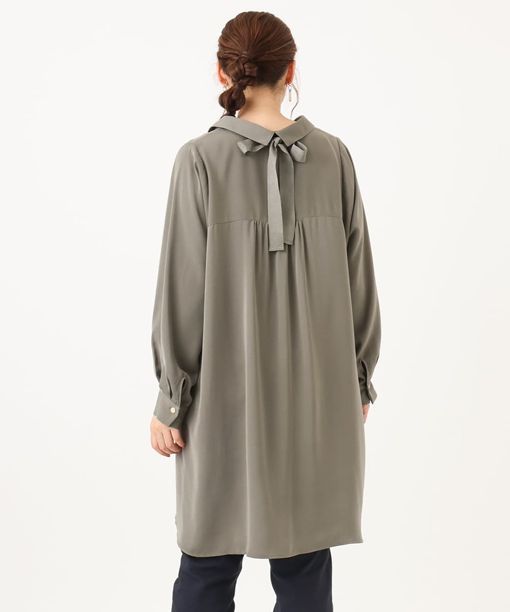 OLEAA12119 eur3(エウルキューブ) 【大きいサイズ】バックリボンシャツチュニック カーキ(36)