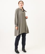 OLEAA12119 eur3(エウルキューブ) 【大きいサイズ】バックリボンシャツチュニック カーキ(36)