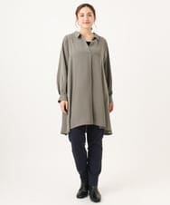 OLEAA12119 eur3(エウルキューブ) 【大きいサイズ】バックリボンシャツチュニック カーキ(36)