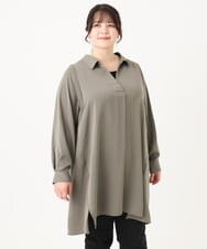 OLEAA12119 eur3(エウルキューブ) 【大きいサイズ】バックリボンシャツチュニック カーキ(36)